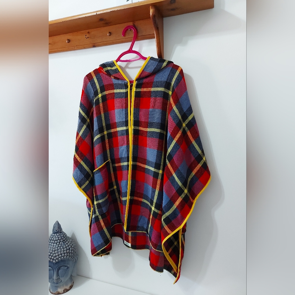 Upcycled poncho-style jacket.